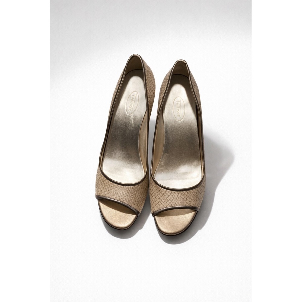 Talbots Metallic Snake Print Clean Girl Minimalist Chic Mob Wife Heels-9